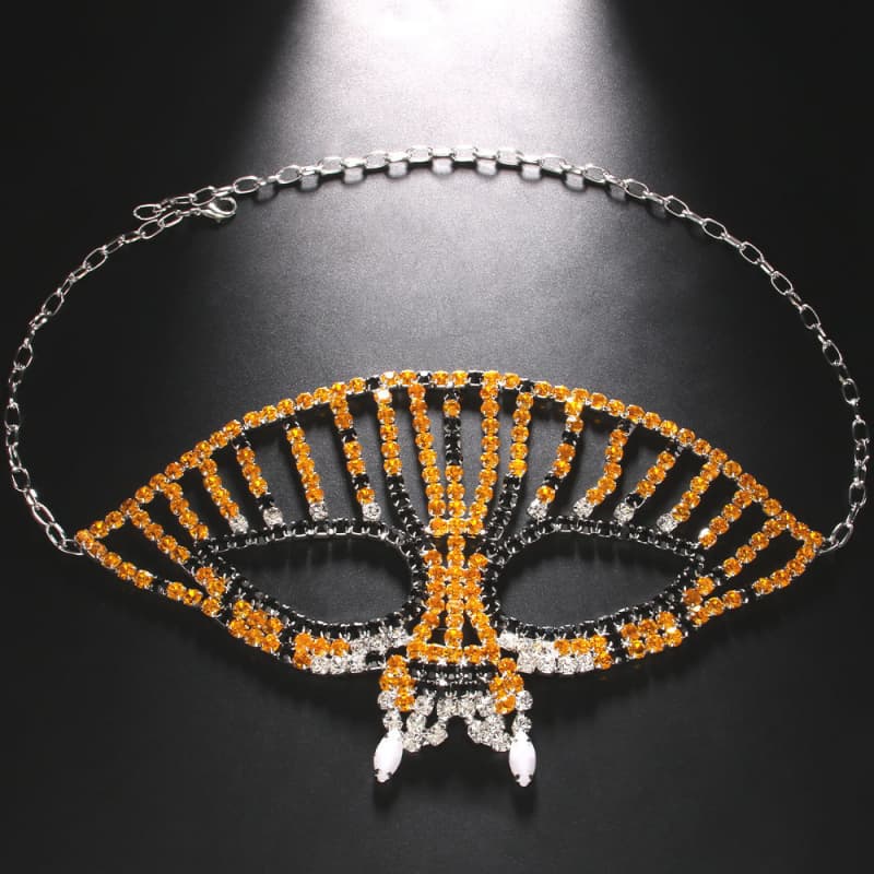 Rhinestone Face Mask Halloween Costume Accessory Glam Party Mask