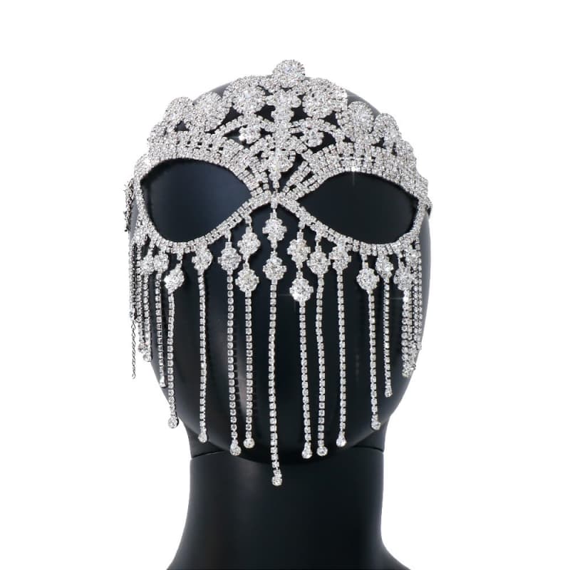 Rhinestone Fringe Mask – Glamorous Halloween Masquerade Party Mask for Women