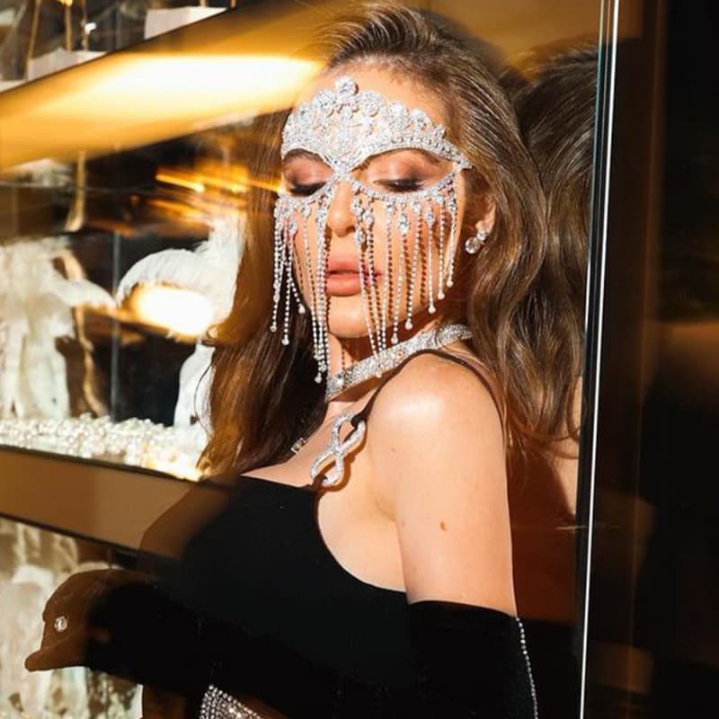 Rhinestone Fringe Mask – Glamorous Halloween Masquerade Party Mask for Women