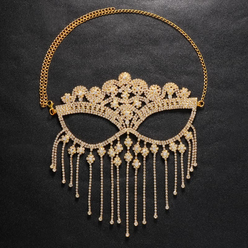 Rhinestone Fringe Mask – Glamorous Halloween Masquerade Party Mask for Women