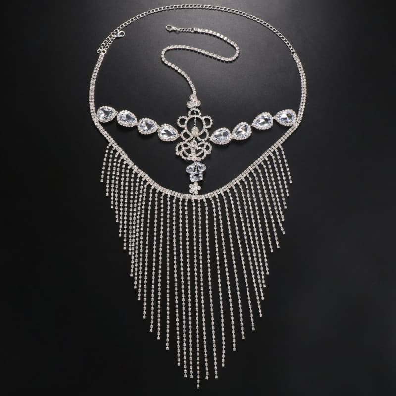 Rhinestone Mask with Fringe Elegant Face Jewelry for Parties
