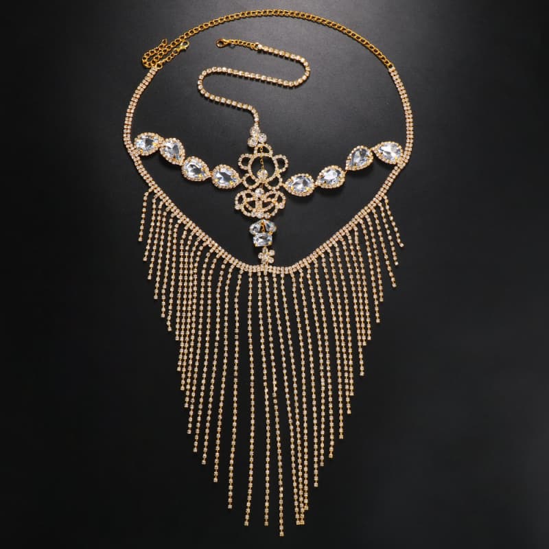 Rhinestone Mask with Fringe Elegant Face Jewelry for Parties