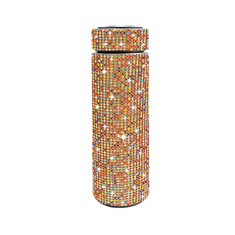 500ml Stainless Steel Rhinestone Smart Tumbler with LED Temperature Display