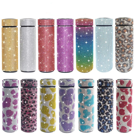 500ml Stainless Steel Rhinestone Smart Tumbler with LED Temperature Display
