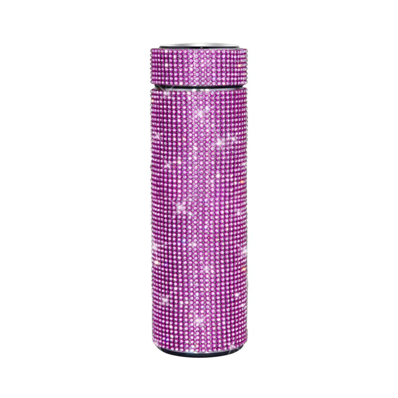 500ml Stainless Steel Rhinestone Smart Tumbler with LED Temperature Display