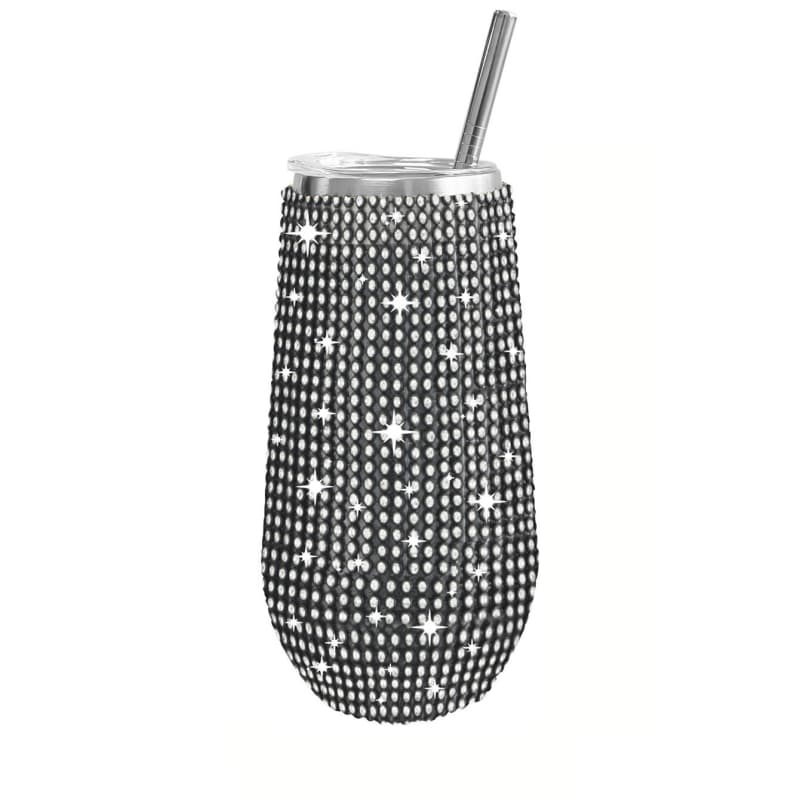 6 Oz Rhinestone U-Shaped Stainless Steel Vacuum Insulated Tumbler with Straw