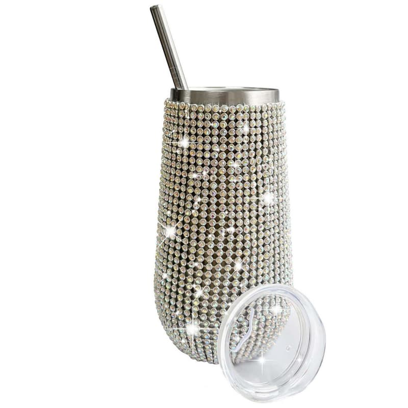 6 Oz Rhinestone U-Shaped Stainless Steel Vacuum Insulated Tumbler with Straw