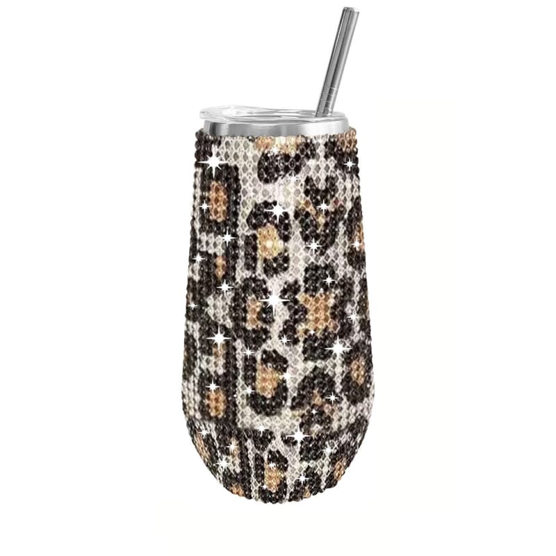 6 Oz Rhinestone U-Shaped Stainless Steel Vacuum Insulated Tumbler with Straw