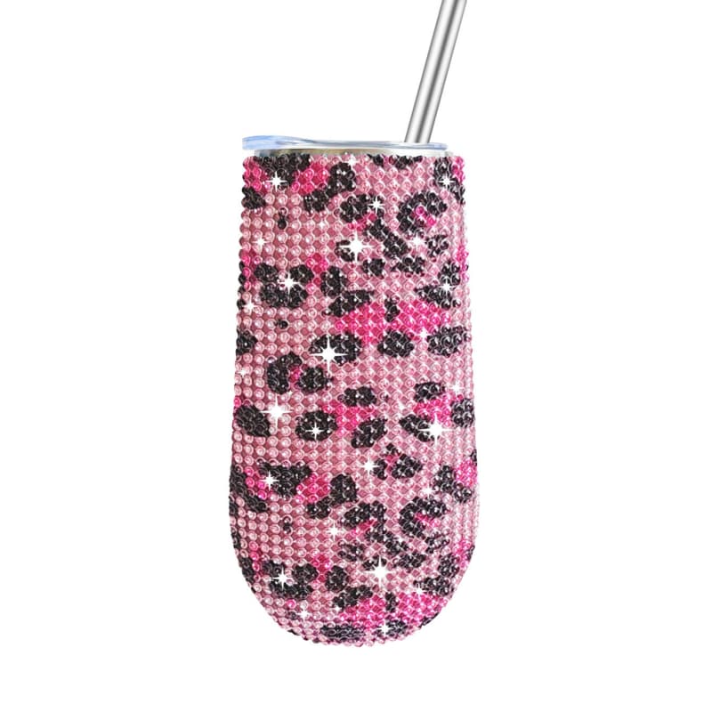 6 Oz Rhinestone U-Shaped Stainless Steel Vacuum Insulated Tumbler with Straw