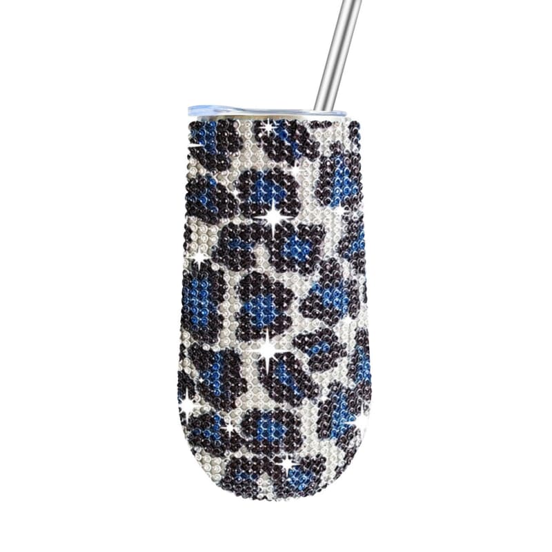 6 Oz Rhinestone U-Shaped Stainless Steel Vacuum Insulated Tumbler with Straw