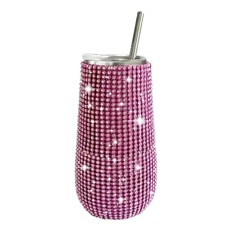 6 Oz Rhinestone U-Shaped Stainless Steel Vacuum Insulated Tumbler with Straw