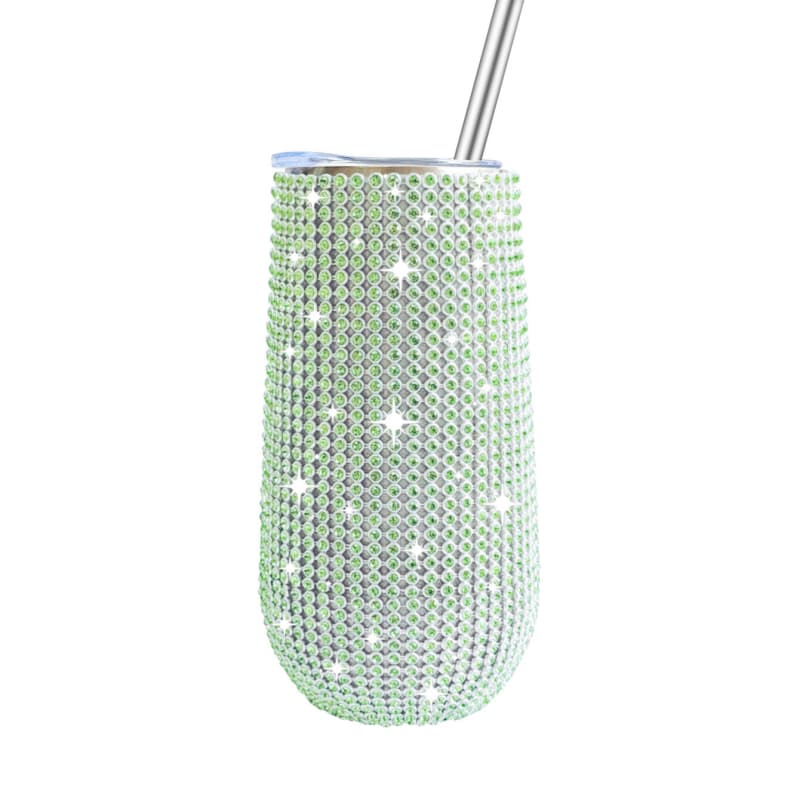 6 Oz Rhinestone U-Shaped Stainless Steel Vacuum Insulated Tumbler with Straw