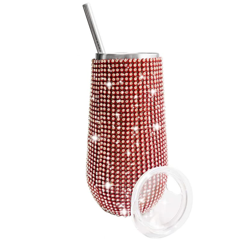 6 Oz Rhinestone U-Shaped Stainless Steel Vacuum Insulated Tumbler with Straw