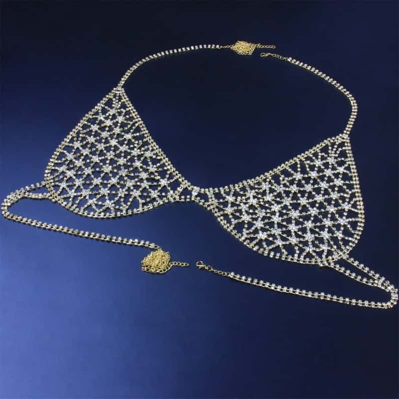 Sexy Rhinestone Lingerie Set - Sparkling Bra & Panties
