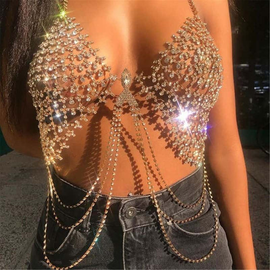 Sexy Rhinestone Body Chain - Sparkling Bra Jewelry