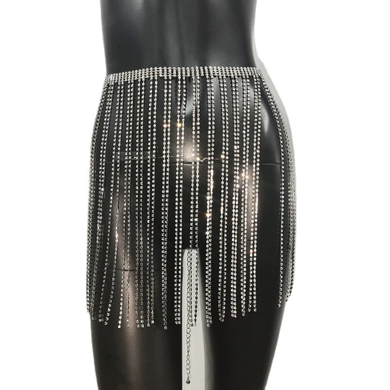 Sparkly Rhinestone Skirt Chain - Waist Body Jewelry