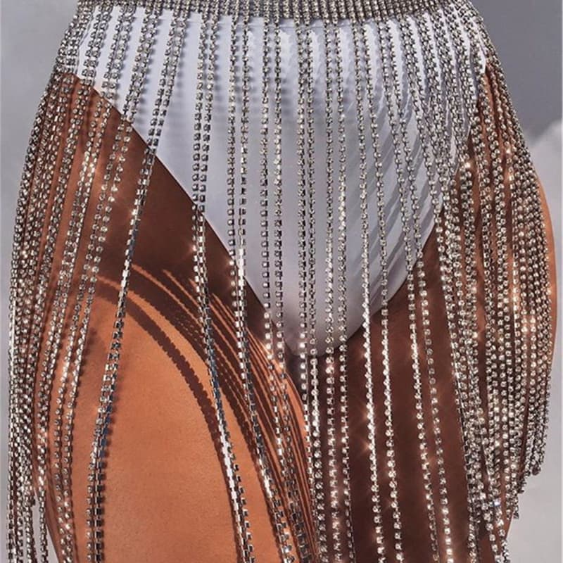 Sparkly Rhinestone Skirt Chain - Waist Body Jewelry