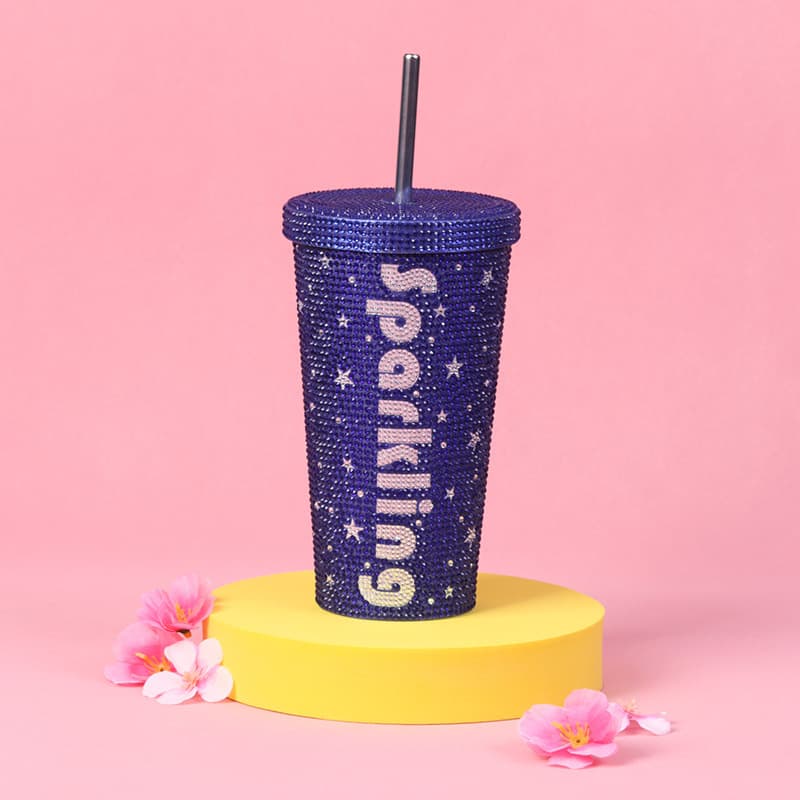 500ml Rhinestone Stainless Steel Straw Cup - 304 Insulated Gift Tumbler