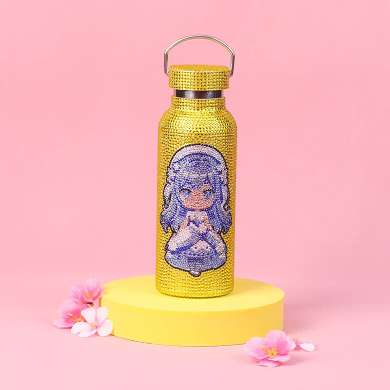 500ML Rhinestone Stainless Steel Water Bottle - Insulated Sports Travel Cup