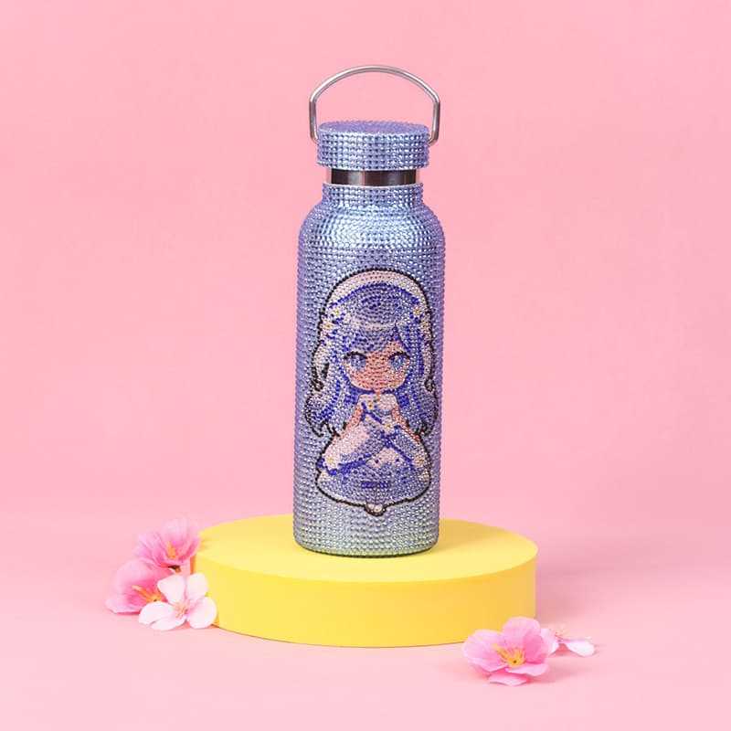 500ML Rhinestone Stainless Steel Water Bottle - Insulated Sports Travel Cup