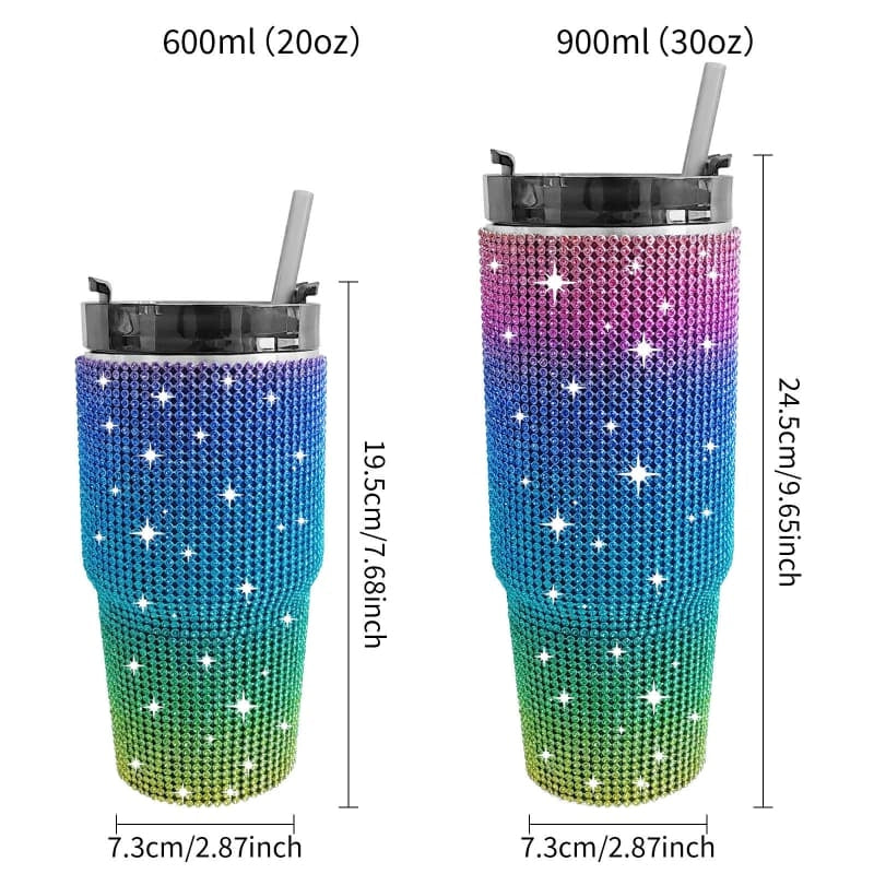 20 Oz 30 Oz Rhinestone Tumbler Stainless Steel Vacuum Insulated Cup with Straw 1 Pc