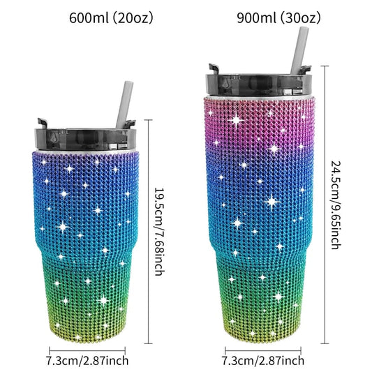 20 Oz 30 Oz Rhinestone Tumbler Stainless Steel Vacuum Insulated Cup with Straw 1 Pc