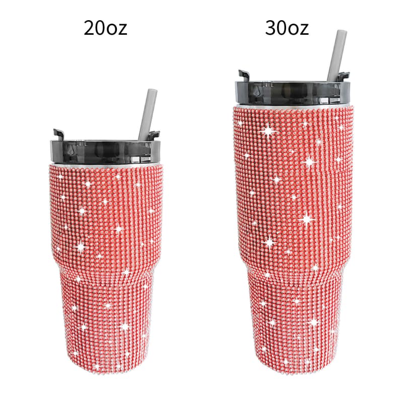 20 Oz 30 Oz Rhinestone Tumbler Stainless Steel Vacuum Insulated Cup with Straw 1 Pc