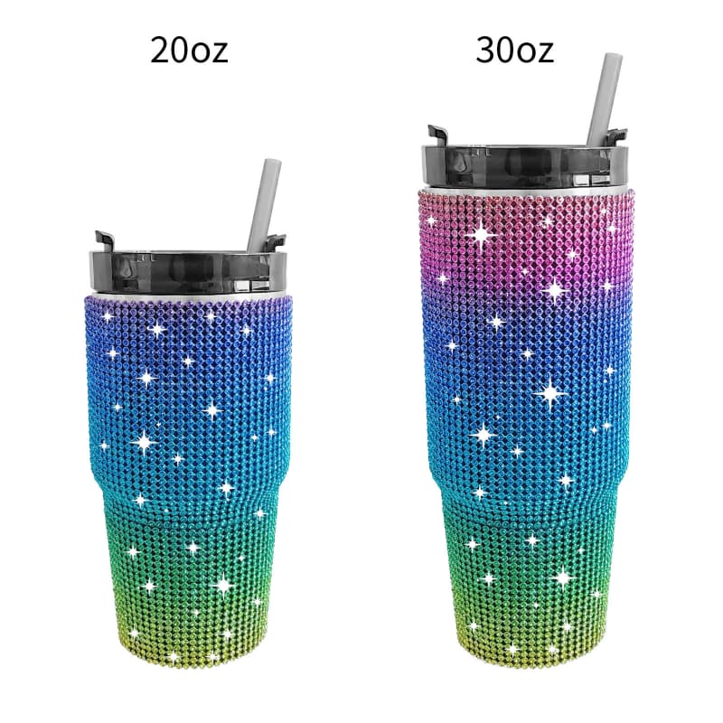 20 Oz 30 Oz Rhinestone Tumbler Stainless Steel Vacuum Insulated Cup with Straw 1 Pc