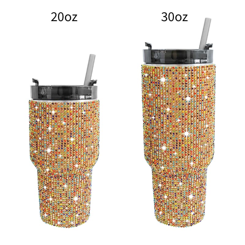 20 Oz 30 Oz Rhinestone Tumbler Stainless Steel Vacuum Insulated Cup with Straw 1 Pc