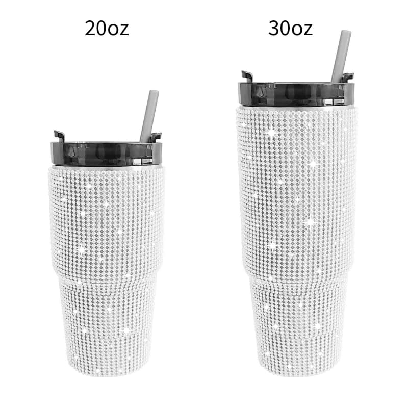 20 Oz 30 Oz Rhinestone Tumbler Stainless Steel Vacuum Insulated Cup with Straw 1 Pc