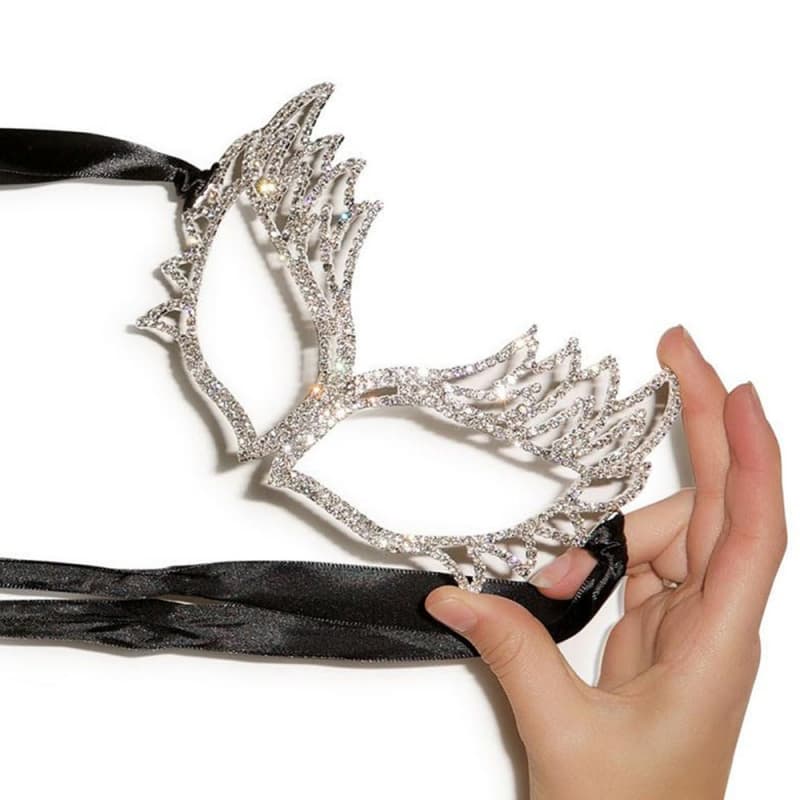 Winged Rhinestone Mask – Glamorous Crystal Masquerade Party Mask