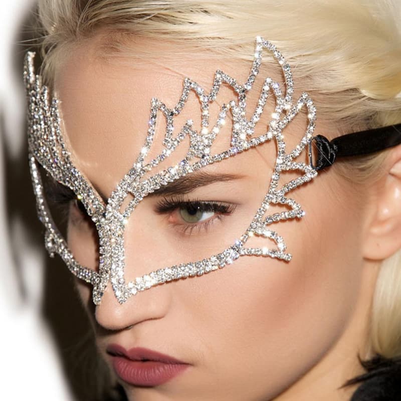 Winged Rhinestone Mask – Glamorous Crystal Masquerade Party Mask