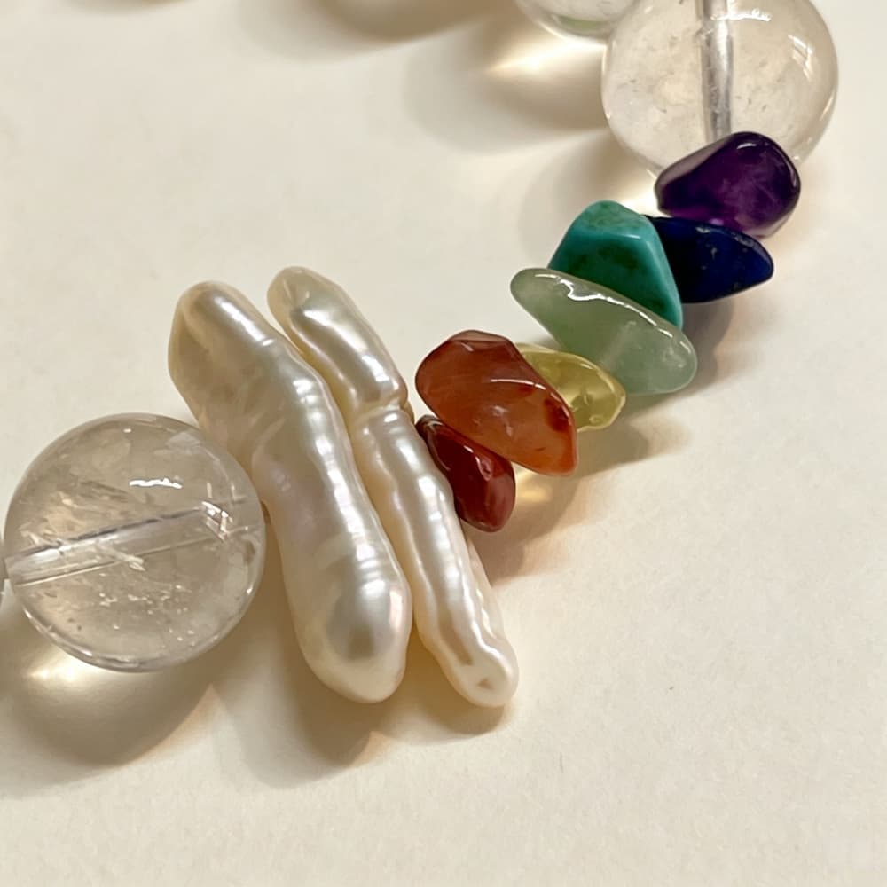 Quiet Balance｜Natural Clear Quartz, Amethyst &  Baroque Pearl Bracelet