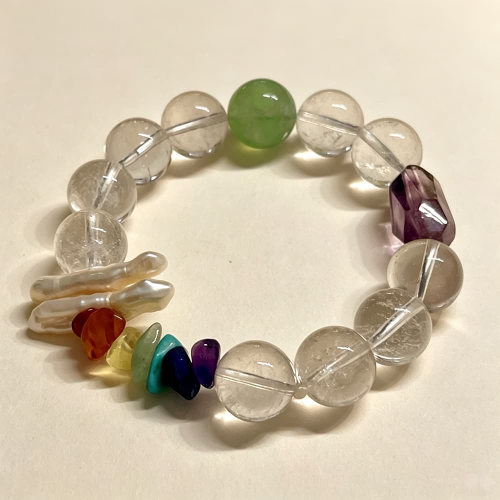 Quiet Balance｜Natural Clear Quartz, Amethyst &  Baroque Pearl Bracelet