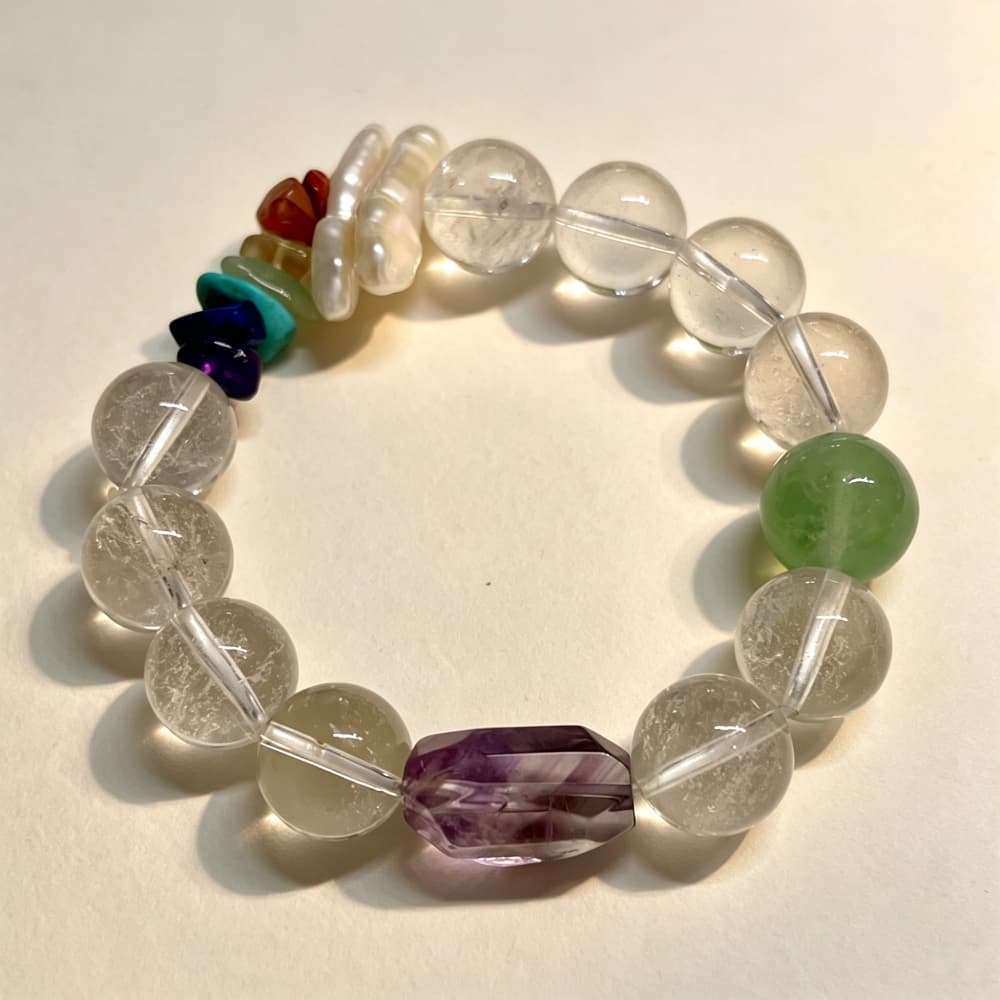 Quiet Balance｜Natural Clear Quartz, Amethyst &  Baroque Pearl Bracelet