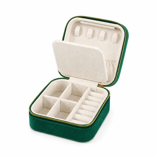 Compact Velvet Jewelry Organizer Case｜Necklace, Ring & Earring Storage
