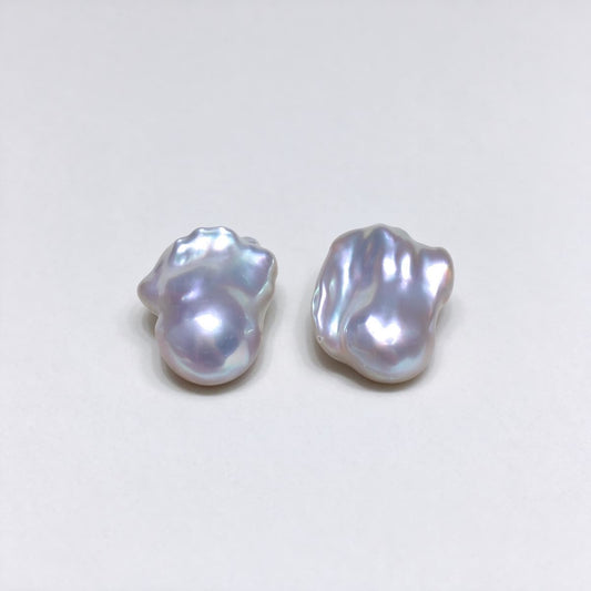 2 pcs Natural Freshwater Baroque Fishtail Pearls – White Loose Pearls