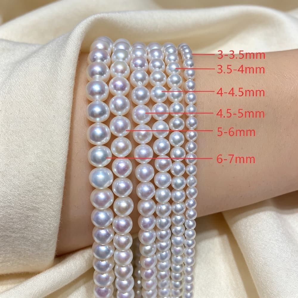 1 Strand Natural Freshwater Pearl Strands — Near-Round, High Luster