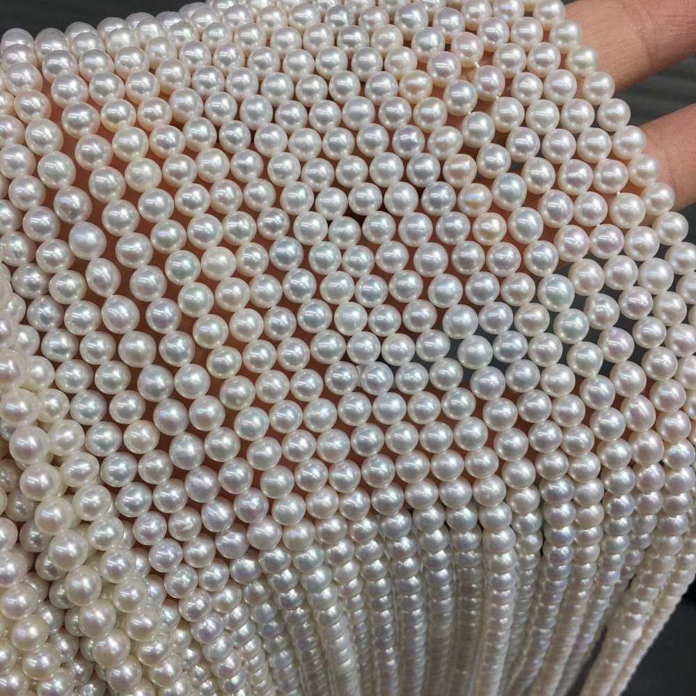 1 Strand Natural Freshwater Pearl Strands — Near-Round, High Luster