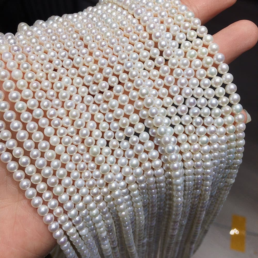 1 Strand Natural Freshwater Pearl Strands — Near-Round, High Luster