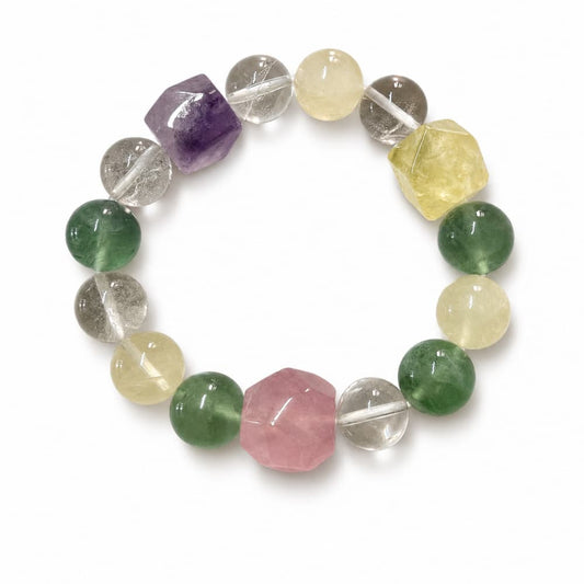 Gentle Radiance｜Natural Crystal Bracelet with Green Fluorite & Quartz