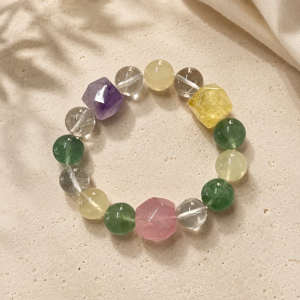 Gentle Radiance｜Natural Crystal Bracelet with Green Fluorite & Quartz