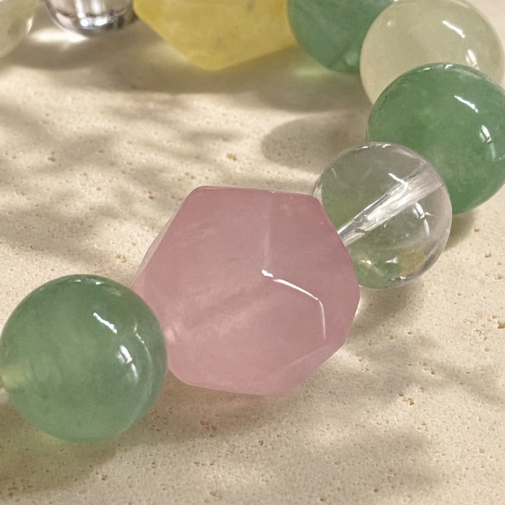 Gentle Radiance｜Natural Crystal Bracelet with Green Fluorite & Quartz