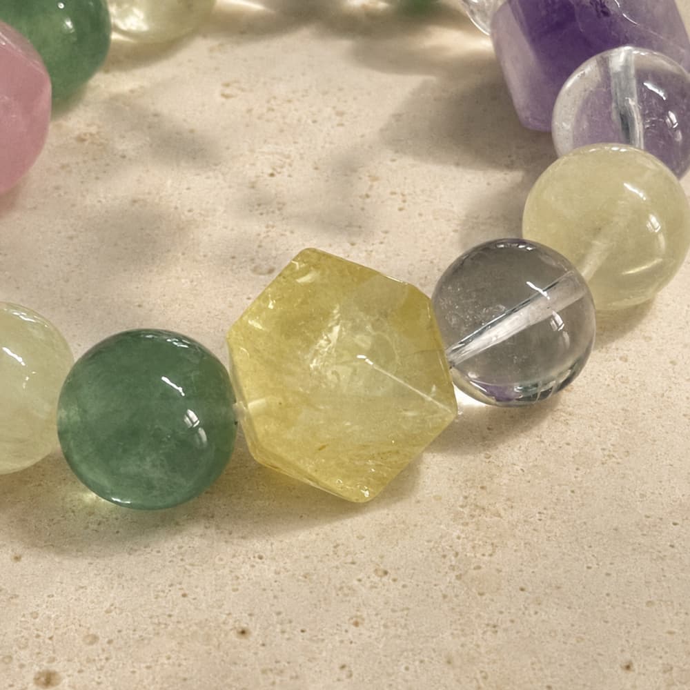 Gentle Radiance｜Natural Crystal Bracelet with Green Fluorite & Quartz