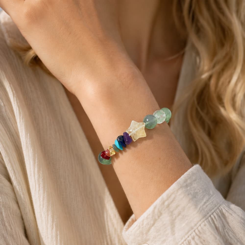 Little Star Within｜Natural Green Fluorite Chakra Bracelet