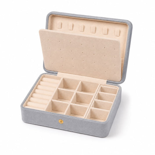 Large Velvet Jewelry Organizer Box｜Ring, Earring & Necklace Storage
