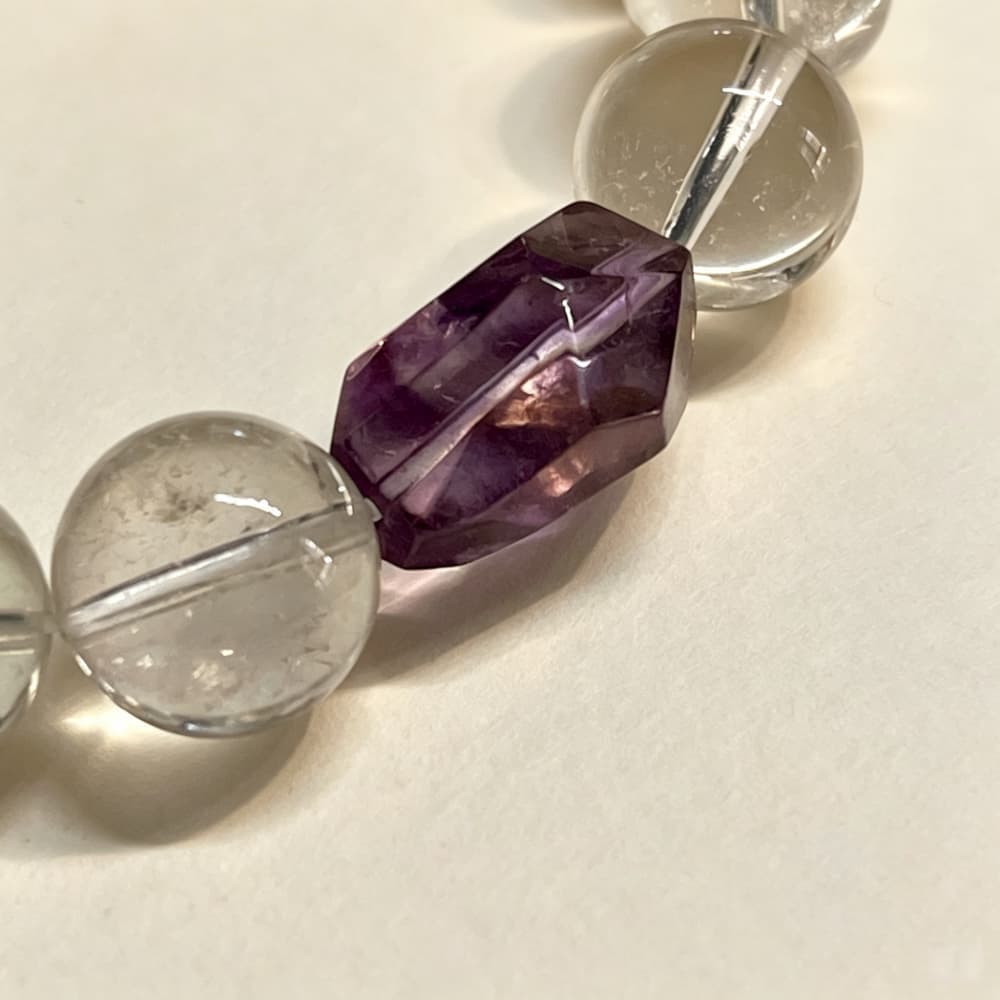 Quiet Balance｜Natural Clear Quartz, Amethyst &  Baroque Pearl Bracelet