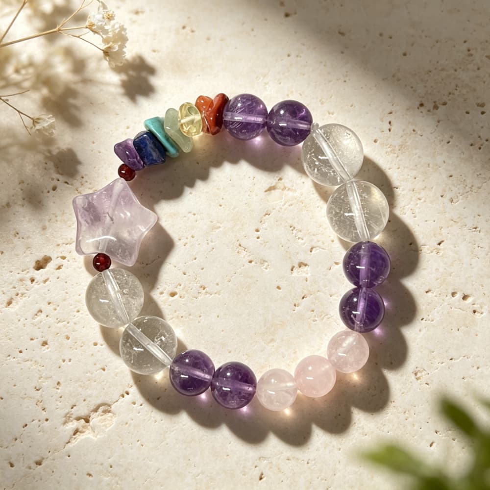 Starlight Harmony｜Natural Amethyst Star Crystal Bracelet