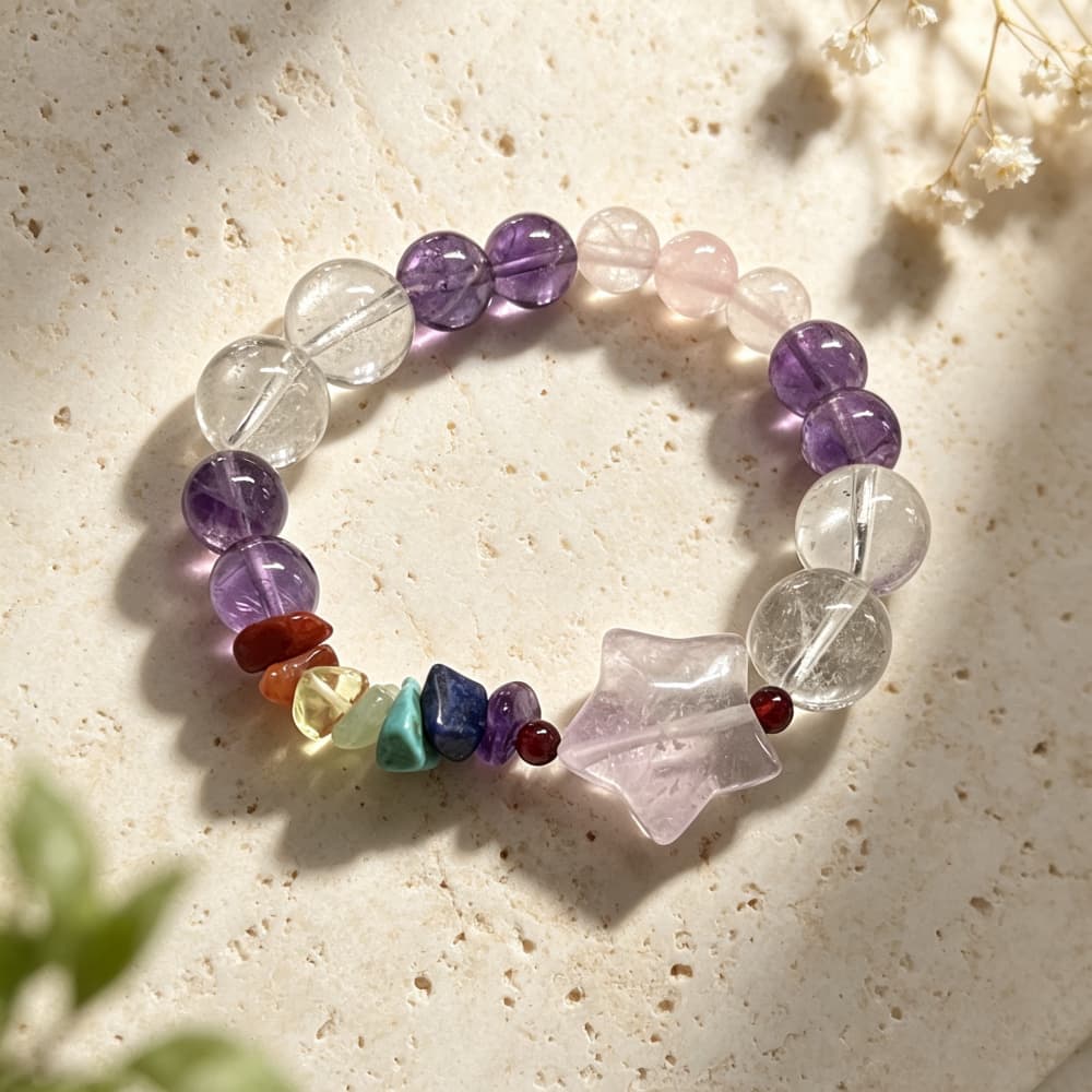 Starlight Harmony｜Natural Amethyst Star Crystal Bracelet