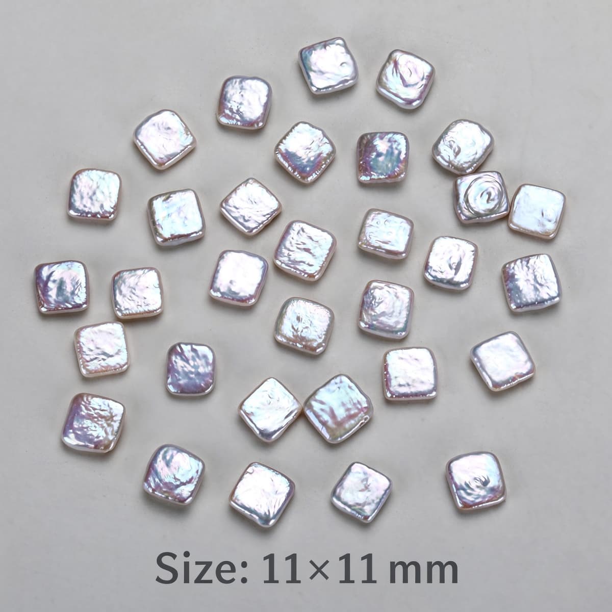 11×11 mm Natural Freshwater Baroque Square Pearls – High-Luster, 20 PCS